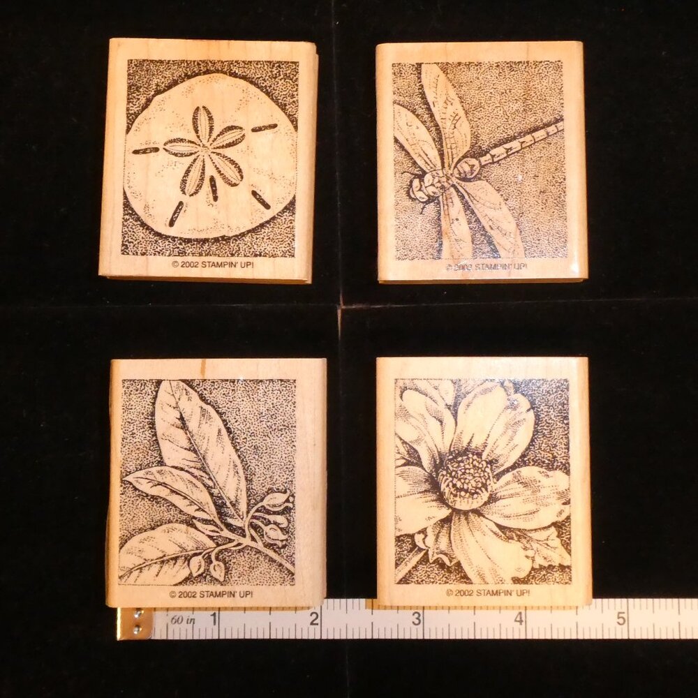Set of 4 Rubber Wood Mounted Stamps by Stampin’ Up 2002